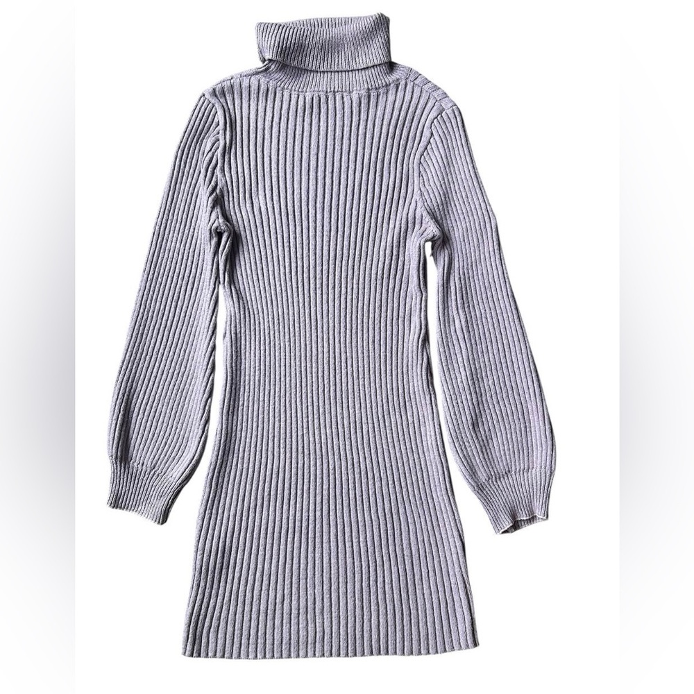 Shein Ribbed Knit Turtleneck Sweater Dress Dusty Mauve Size L Stretch Bodycon